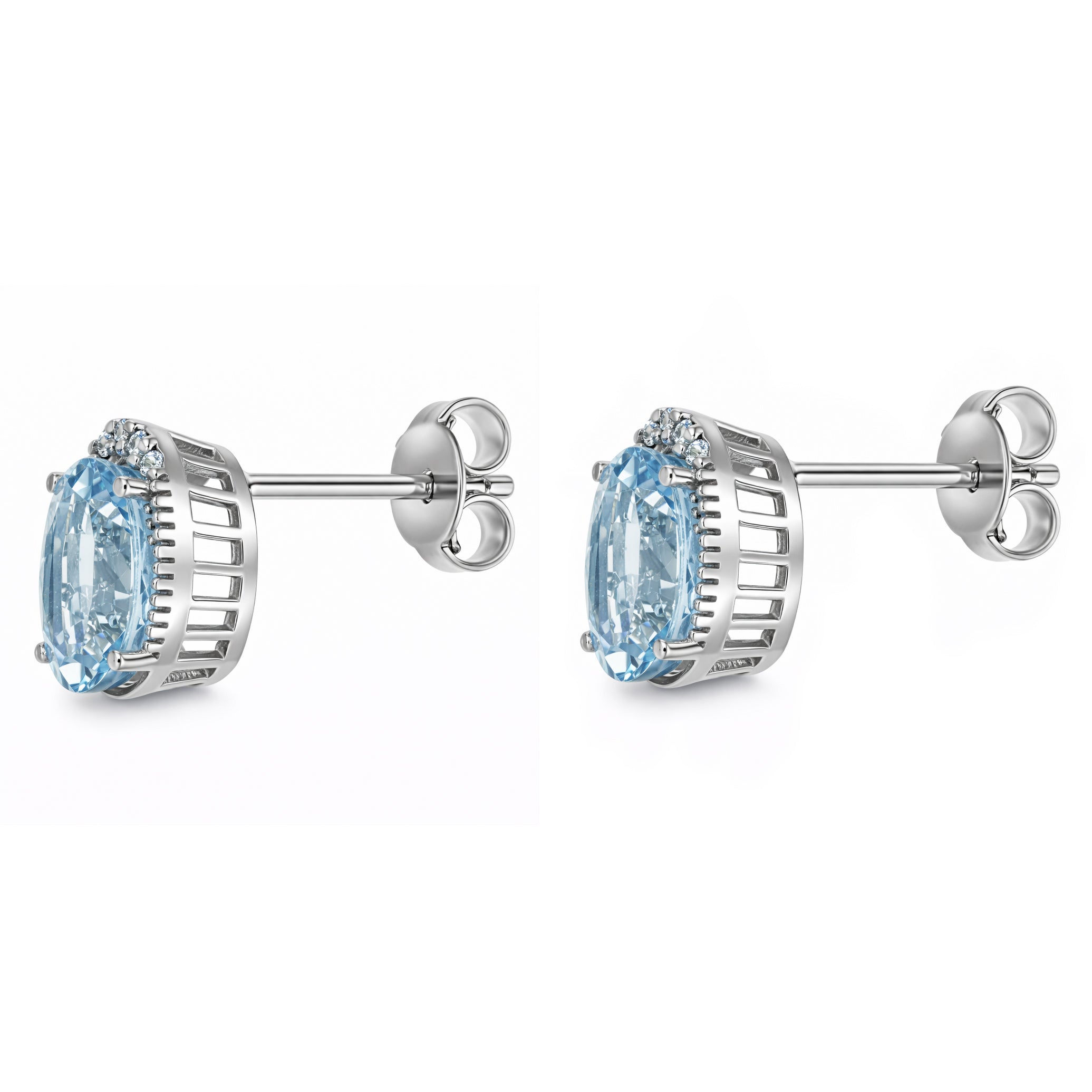 Orecchini - 18 carati Oro bianco - 1.95ct. tw. Acquamarina - Diamante