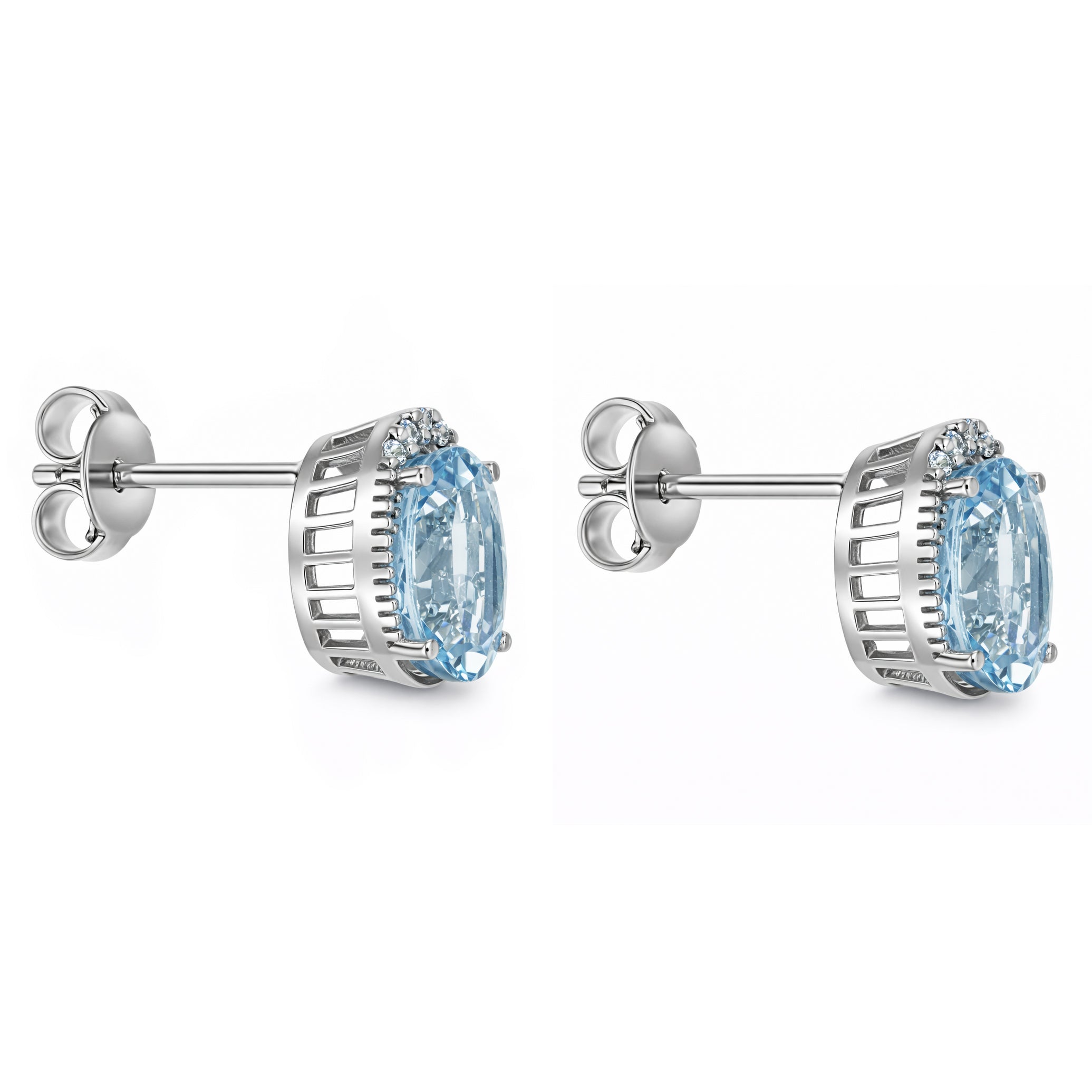 Orecchini - 18 carati Oro bianco - 1.95ct. tw. Acquamarina - Diamante