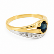 Anello - 18 carati Oro giallo, Oro bianco - 0.86ct. tw. Zaffiro - Diamante - Made in Italy - Handmade