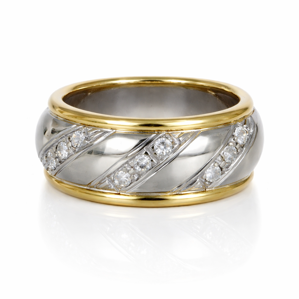 Anello - 18 carati Oro bianco, Oro giallo - 0.18ct. tw. Diamante (Naturale)