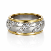 Anello - 18 carati Oro bianco, Oro giallo - 0.18ct. tw. Diamante (Naturale)