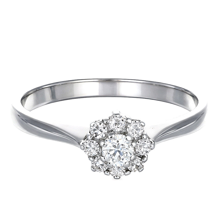 Anello - 18 carati Oro bianco - 0.22ct. tw. Diamante (Naturale)