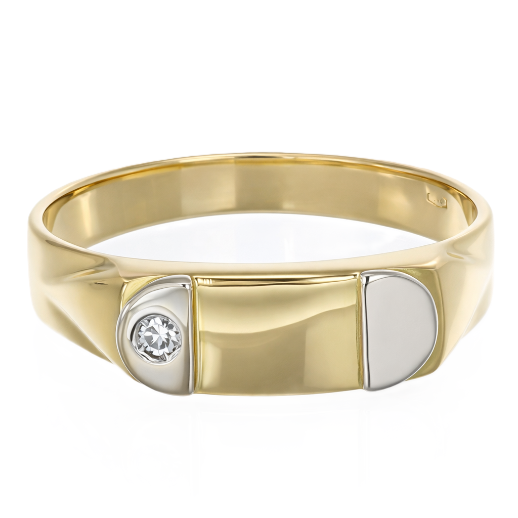 Anello - 18 carati Oro giallo, Oro bianco Diamante (Naturale)