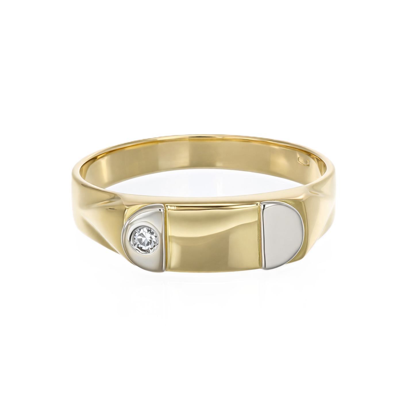 Anello - 18 carati Oro giallo, Oro bianco Diamante (Naturale)