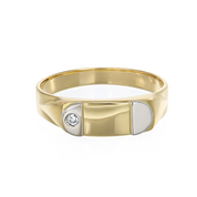 Anello - 18 carati Oro giallo, Oro bianco Diamante (Naturale)