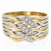 Anello - 18 carati Oro bianco, Oro giallo - 0.135ct. tw. Diamante (Naturale) - Made in Italy - Handmade