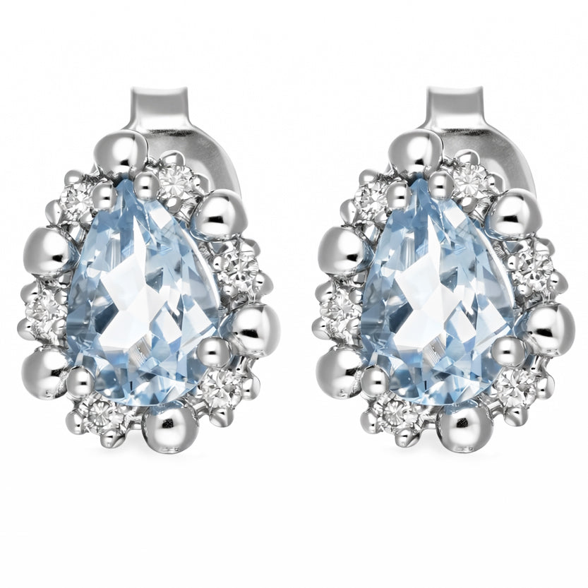 Orecchini - 18 carati Oro bianco - 0.74ct. tw. Acquamarina - Diamante