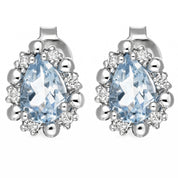 Orecchini - 18 carati Oro bianco - 0.74ct. tw. Acquamarina - Diamante