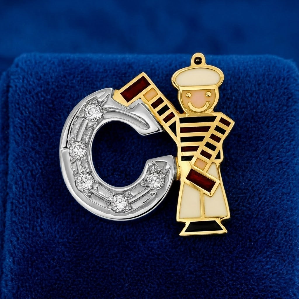Spilla - 18 carati Oro bianco, Oro giallo - 0.05ct. tw. Diamante (Naturale) - Made in Italy - Handmade
