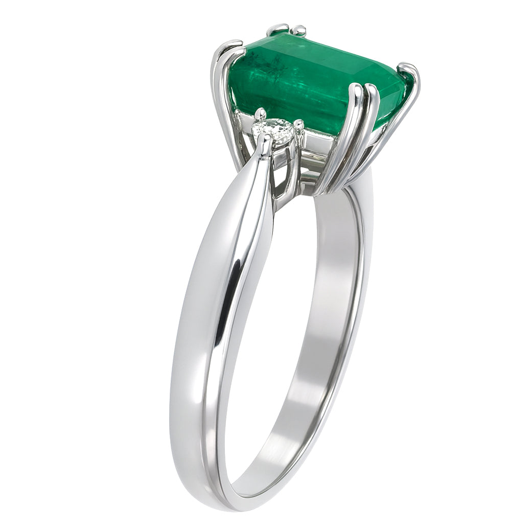 Anello - 18 carati Oro bianco - 2.30ct. tw. Smeraldo - Diamante