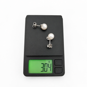 Orecchini - 18 carati Oro bianco - 0.10ct. tw. Diamante (Naturale) - Perla - Made in Italy - Handmade