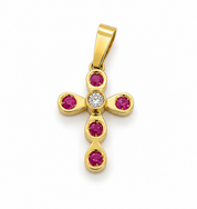 Ciondolo - 18 carati Oro giallo - 0.18ct. tw. Rubino - Diamante - Made in Italy - Handmade