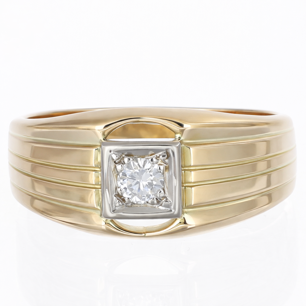 Anello - 18 carati Oro giallo, Oro bianco - 0.22ct. tw. Diamante (Naturale)