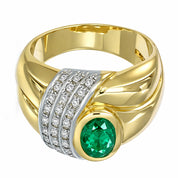 Anello - 18 carati Oro giallo, Oro bianco - 1.40ct. tw. Smeraldo - Diamante