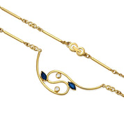 Collana con ciondolo - 18 carati Oro giallo - 0.332ct. tw. Zaffiro - Diamante