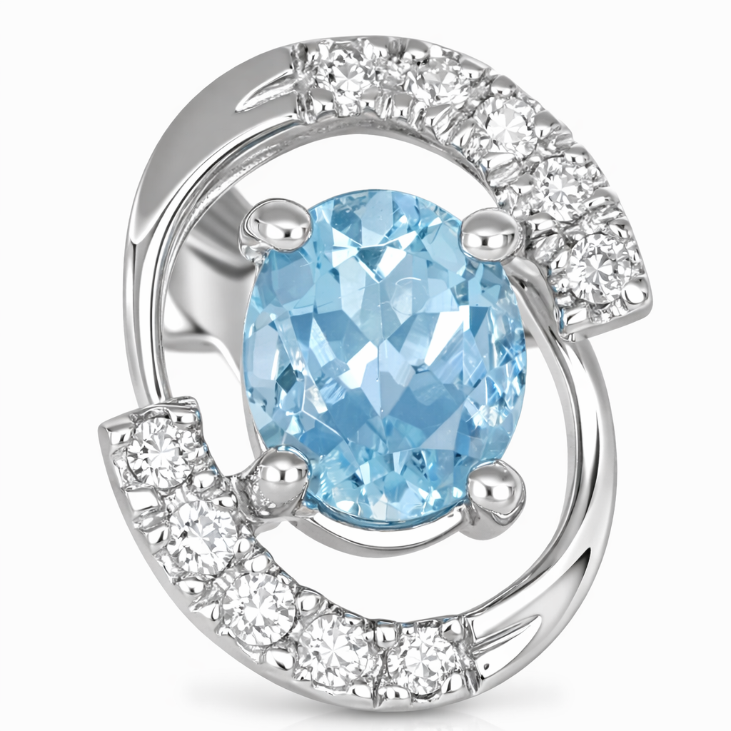Orecchini - 18 carati Oro bianco - 0.83ct. tw. Acquamarina - Diamante
