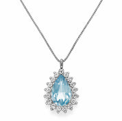 Collana con ciondolo - 18 carati Oro bianco - 1.24ct. tw. Acquamarina - Diamante