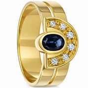 Anello - 18 carati Oro giallo - 0.32ct. tw. Zaffiro - Diamante