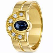 Anello - 18 carati Oro giallo - 0.32ct. tw. Zaffiro - Diamante