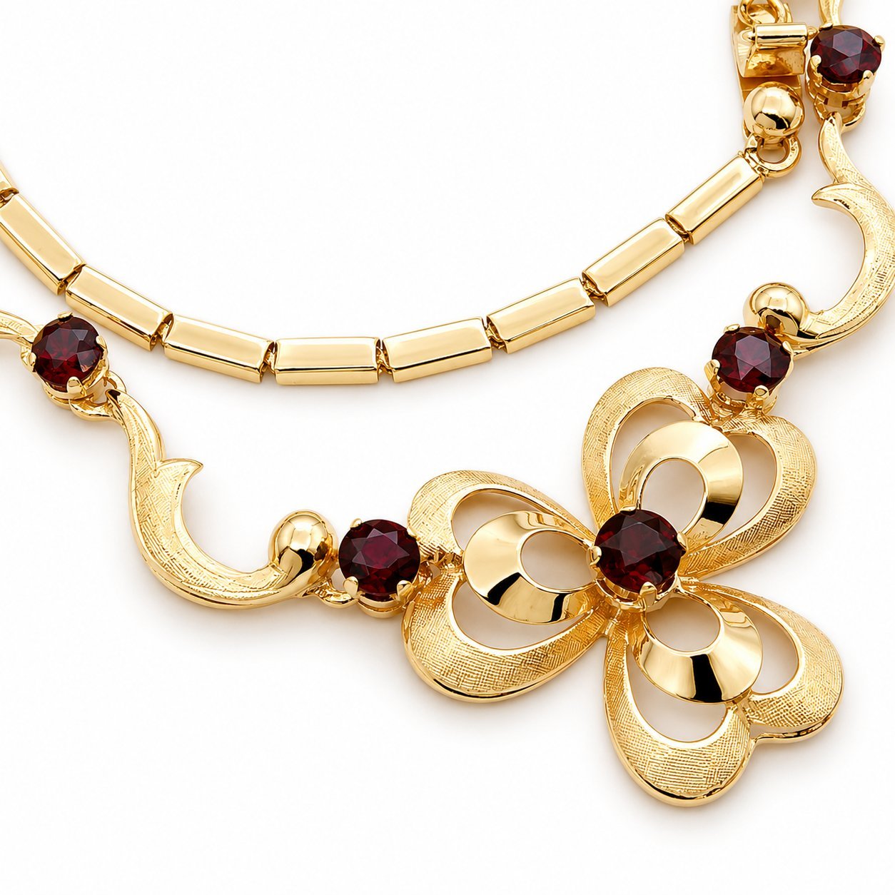 Collana - 18 carati Oro giallo - 1.65ct. tw. Granato - Made in Italy - Handmade