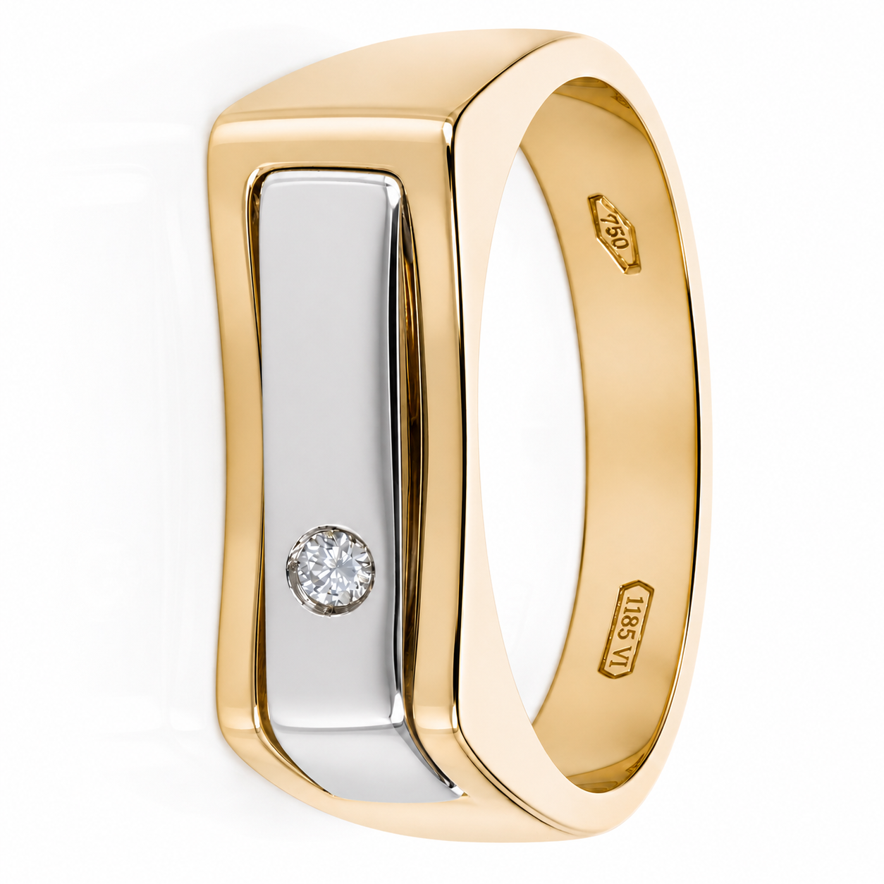 Anello - 18 carati Oro bianco, Oro giallo - 0.03ct. tw. Diamante (Naturale) - Made in Italy - Handmade