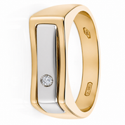 Anello - 18 carati Oro bianco, Oro giallo - 0.03ct. tw. Diamante (Naturale) - Made in Italy - Handmade