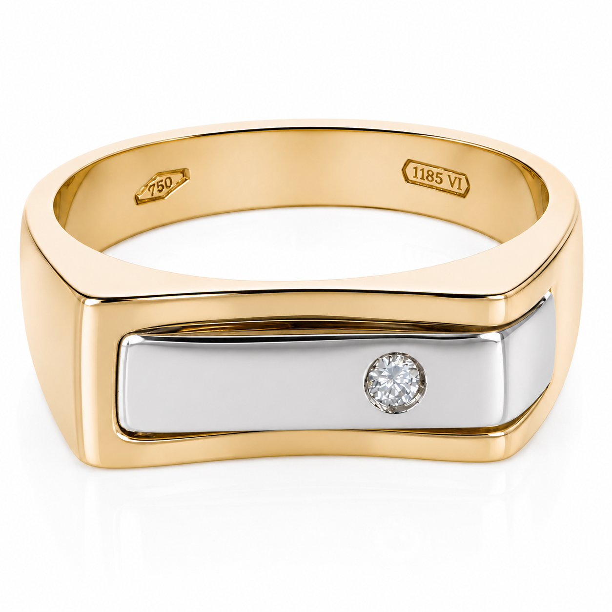 Anello - 18 carati Oro bianco, Oro giallo - 0.03ct. tw. Diamante (Naturale) - Made in Italy - Handmade