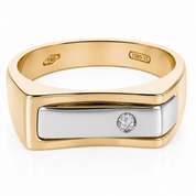 Anello - 18 carati Oro bianco, Oro giallo - 0.03ct. tw. Diamante (Naturale) - Made in Italy - Handmade