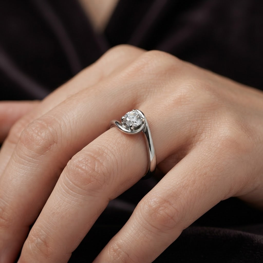 Anello - 18 carati Oro bianco- 0.28ct. tw. Diamante (Naturale) - Made in Italy - HandMade