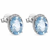Orecchini - 18 carati Oro bianco Acquamarina - Diamante