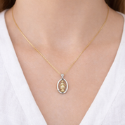 Collana con ciondolo - 18 carati Oro bianco, Oro giallo - 0.05ct. tw. Diamante (Naturale)