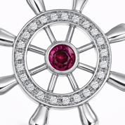 Ciondolo - 18 carati Oro bianco - 0.39ct. tw. Rubino - Diamante