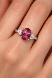 Anello - 18 carati Oro bianco - 2.12ct. tw. Tormalina - Diamante