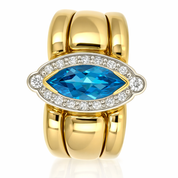 Anello - 18 carati Oro bianco, Oro giallo - 1.01ct. tw. Topazio - Diamante