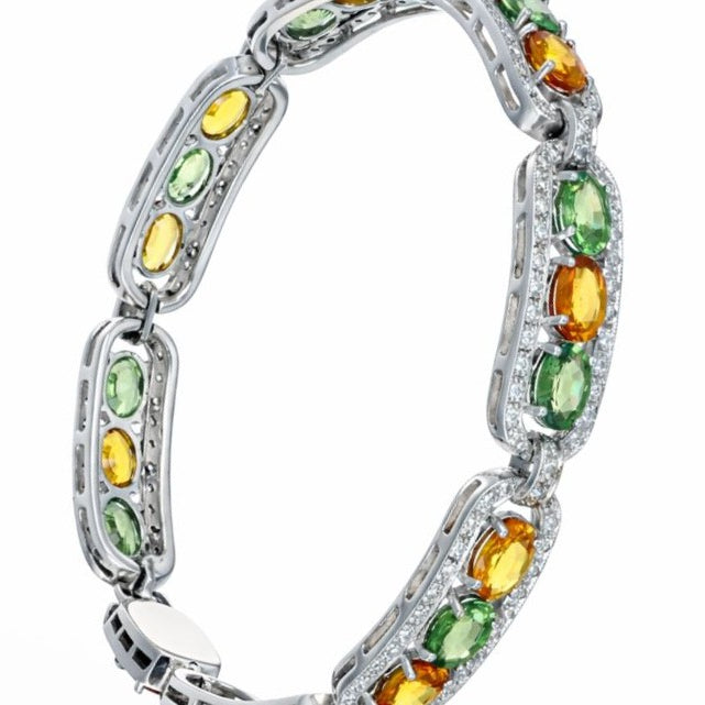 Bracciale - 14 carati Oro bianco - 19.10ct. tw. Zaffiro - Diamante