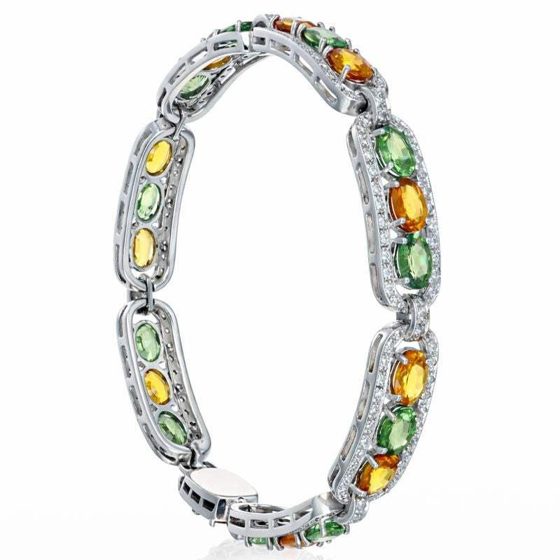 Bracciale - 14 carati Oro bianco - 19.10ct. tw. Zaffiro - Diamante