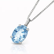 Collana con ciondolo - 18 carati Oro bianco - 0.28ct. tw. Acquamarina