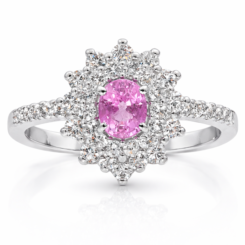 Anello - 18 carati Oro bianco - 0.73ct. tw. Zaffiro - Diamante