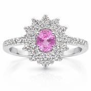 Anello - 18 carati Oro bianco - 0.73ct. tw. Zaffiro - Diamante