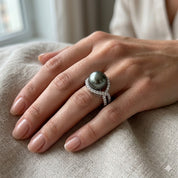 Anello - 18 carati Oro bianco - 0.90ct. tw. Diamante (Naturale) - Perla - Made in Italy - Handmade