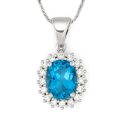 Collana con ciondolo - 18 carati Oro bianco - 2.56ct. tw. Topazio - Diamante