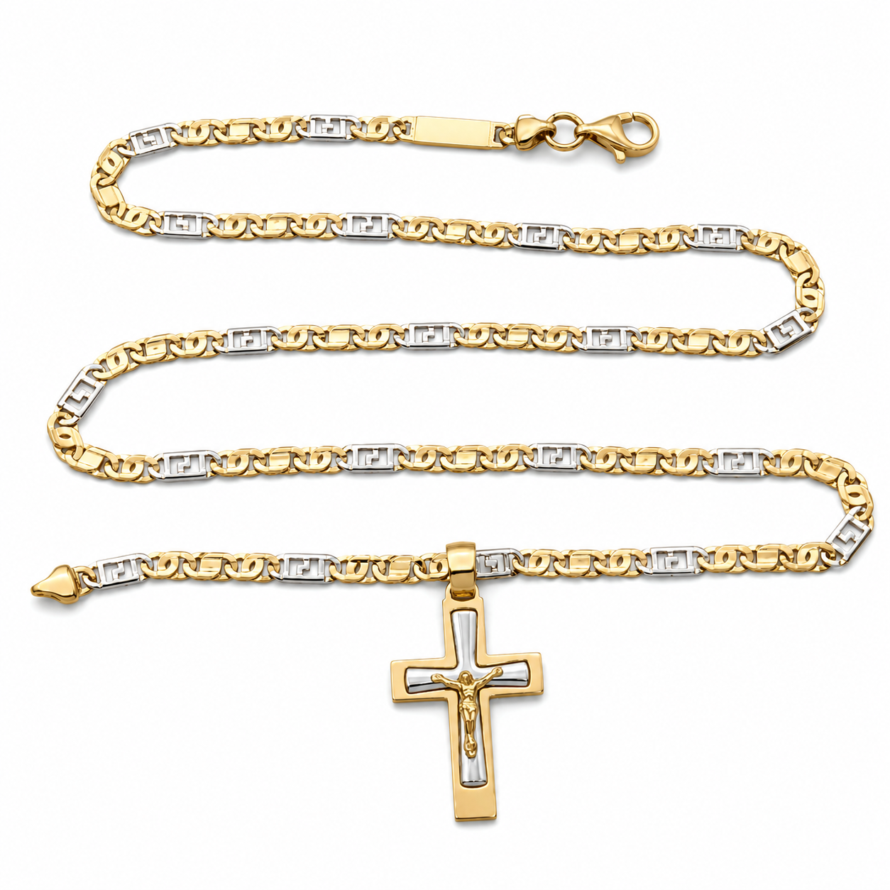 Collana con ciondolo - 18 carati Oro giallo, Oro bianco - Made in Italy - Handmade