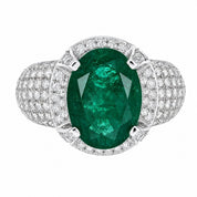 Anello - 18 carati Oro bianco - 6.30ct. tw. Smeraldo - Diamante