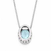 Collana con ciondolo - 18 carati Oro bianco - 0.66ct. tw. Acquamarina - Diamante