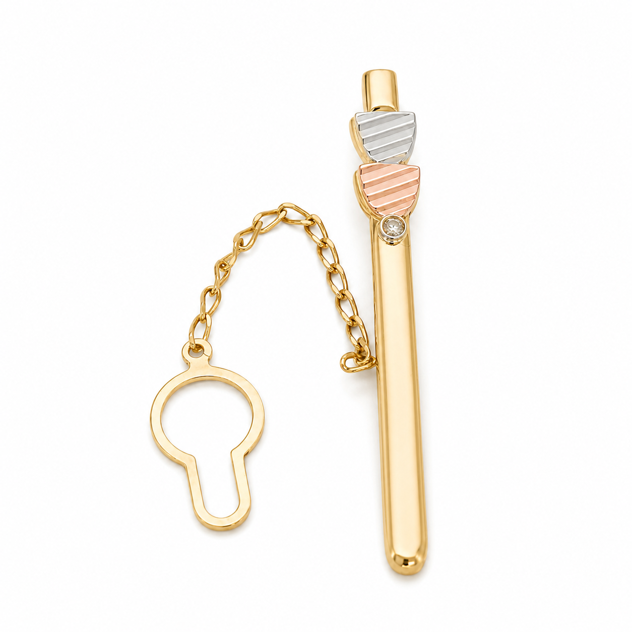 Fermacravatta - 18 carati Oro giallo, Oro bianco, Oro rosa - 0.01ct. tw. Diamante (Naturale) - Made in Italy - Handmade