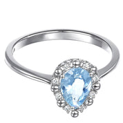 Anello - 18 carati Oro bianco - 0.83ct. tw. Acquamarina - Diamante