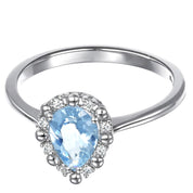 Anello - 18 carati Oro bianco - 0.83ct. tw. Acquamarina - Diamante