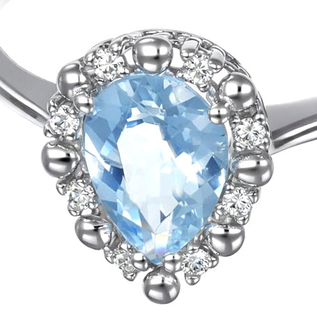 Anello - 18 carati Oro bianco - 0.83ct. tw. Acquamarina - Diamante