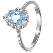 Anello - 18 carati Oro bianco - 0.83ct. tw. Acquamarina - Diamante