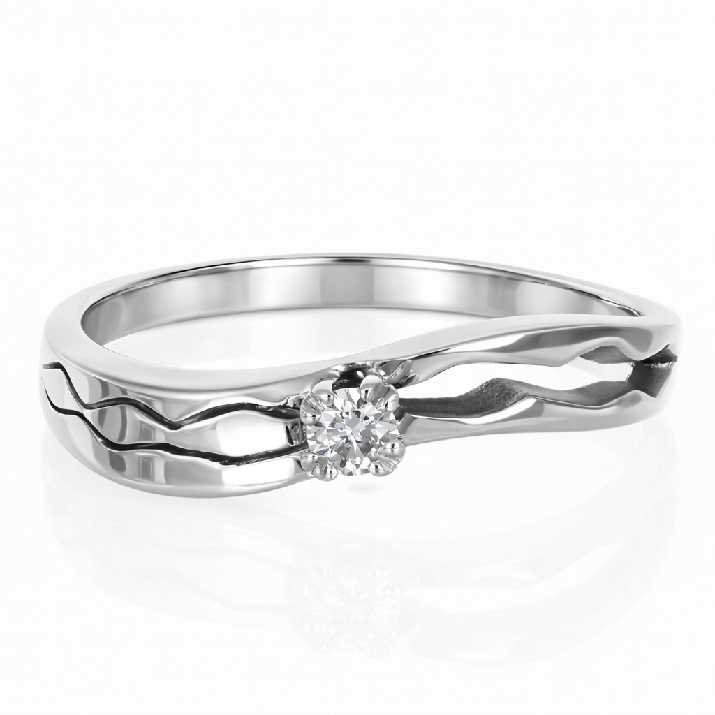 Anello - 18 carati Oro bianco Diamante (Naturale)